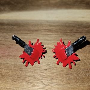 Fun blood splatter post earrings, costume jewelery, contains Nickel